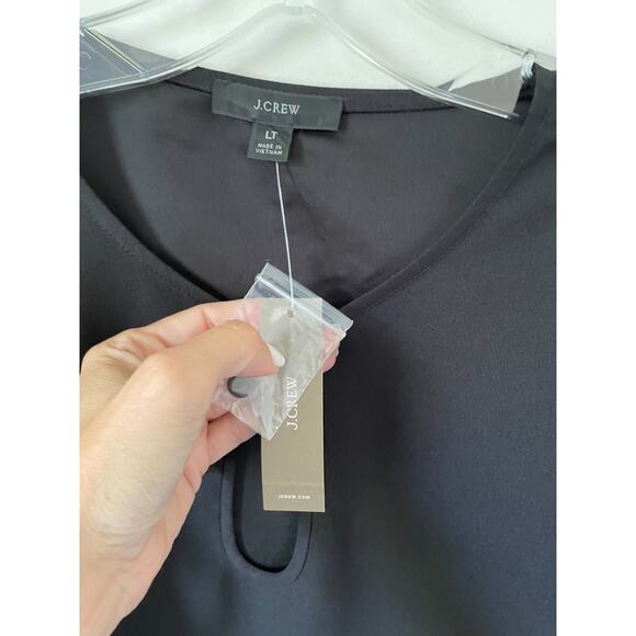J. Crew Keyhole Long Sleeve Blouse Black Size Large Tall NEW - Picture 6 of 7